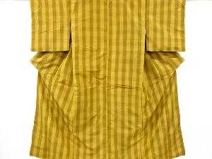 アンティーク　格子織り出し米沢紬着物